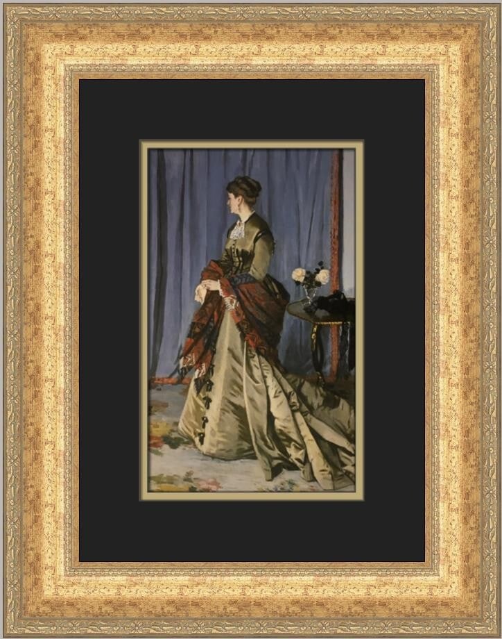 Claude Monet Portrait of Madame Gaudibert Custom Framed Art Print: Claude Monet Portrait of Madame Gaudibert Custom Framed Art Print This exquisite custom framed print features Claude Monet's renowned artwork, "Portrait of Madame Gaudibert." Measuring 19 in height