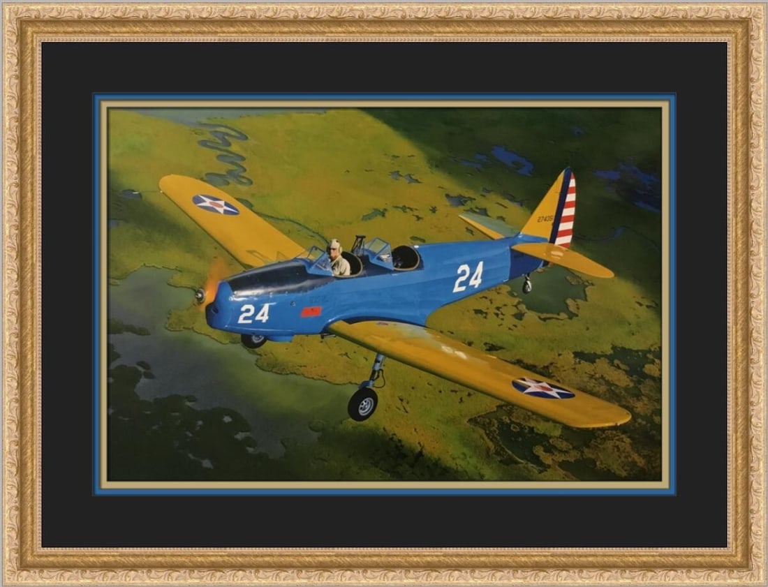 Fairchild PT-19 Cornell Custom Framed Print by Philip Makanna: Fairchild PT-19 Cornell Custom Framed Print by Philip Makanna This stunning custom framed print features the Fairchild PT-19 Cornell aircraft, expertly captured by artist Philip Makanna. The artwork,