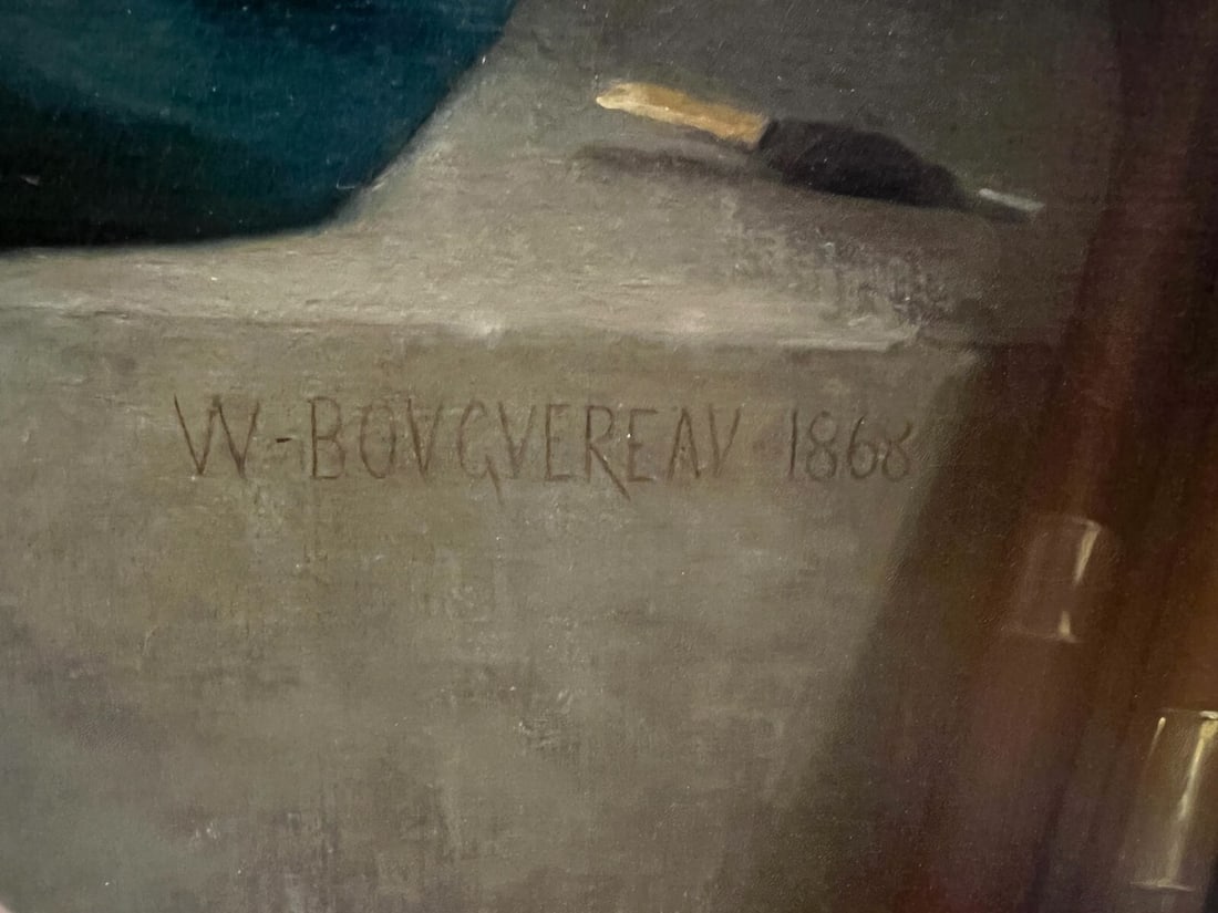 19th Century Oil Painting 'La Lecon De Flute' by Bouguereau - 12