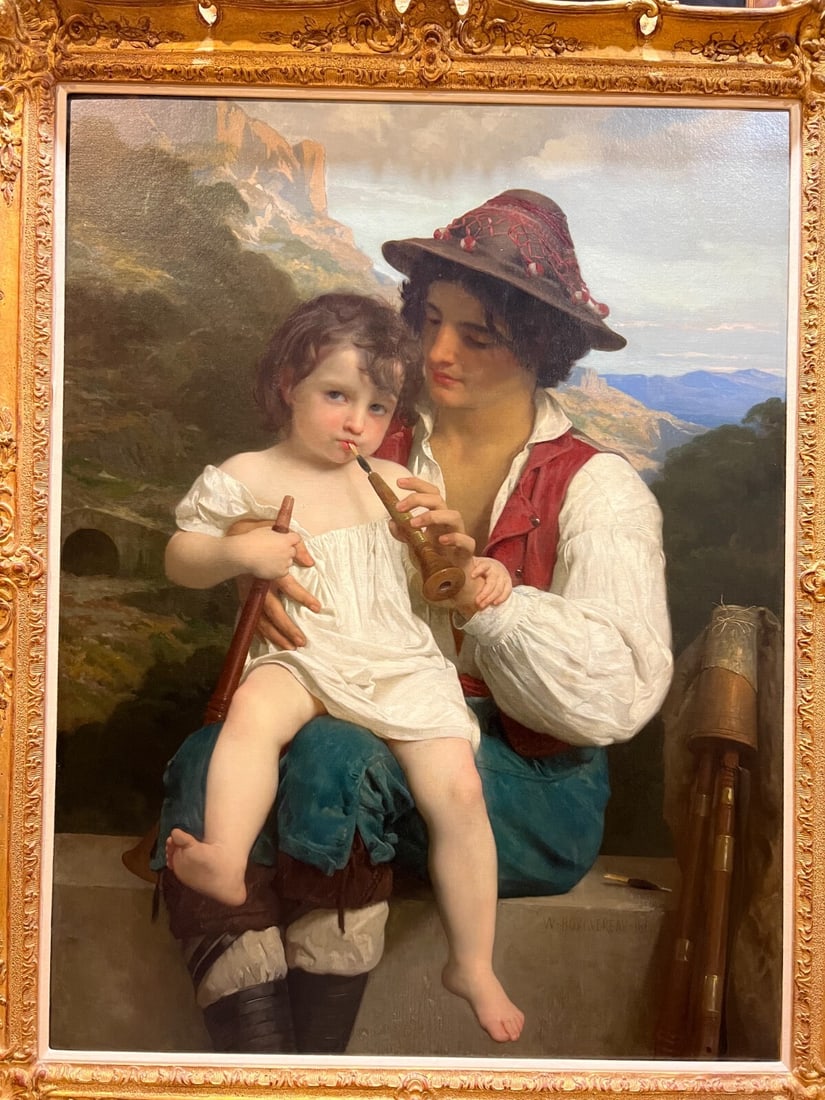 19th Century Oil Painting 'La Lecon De Flute' by Bouguereau - 2