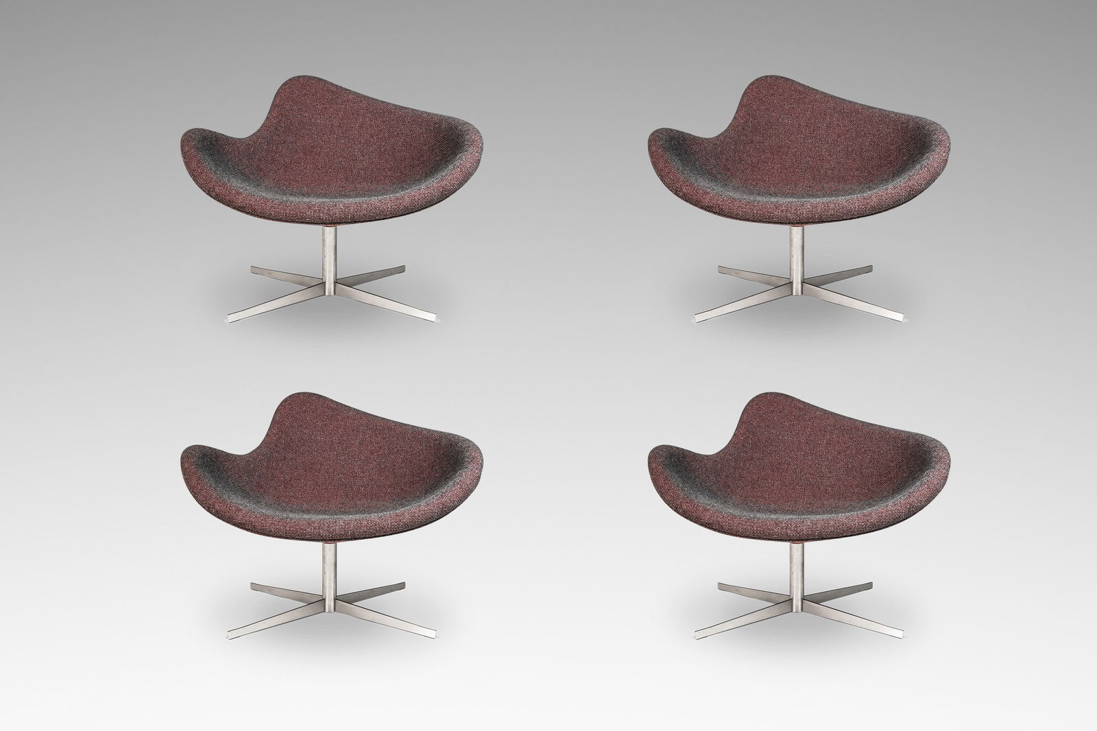 Set of 4 Postmodern K2 Magenta Chairs by Busk & Hertzog for Hightower USA 2000s: Set of 4 Postmodern K2 Magenta Chairs by Busk & Hertzog for Hightower USA 2000s Elevate your space with this set of four Postmodern Swivel-Base 'K2' Magenta Chairs, designed by the renowned Danish