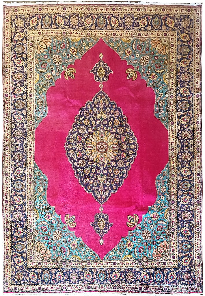 9.4 x 13.1 Authentic Persian Tabriz Rug Kerman Design Premium Quality: 9.4 x 13.1 Authentic Persian Tabriz Rug Kerman Design Premium Quality Free continental US Shipping Discover the beauty of this authentic Persian Tabriz rug, featuring a stunning open field design that