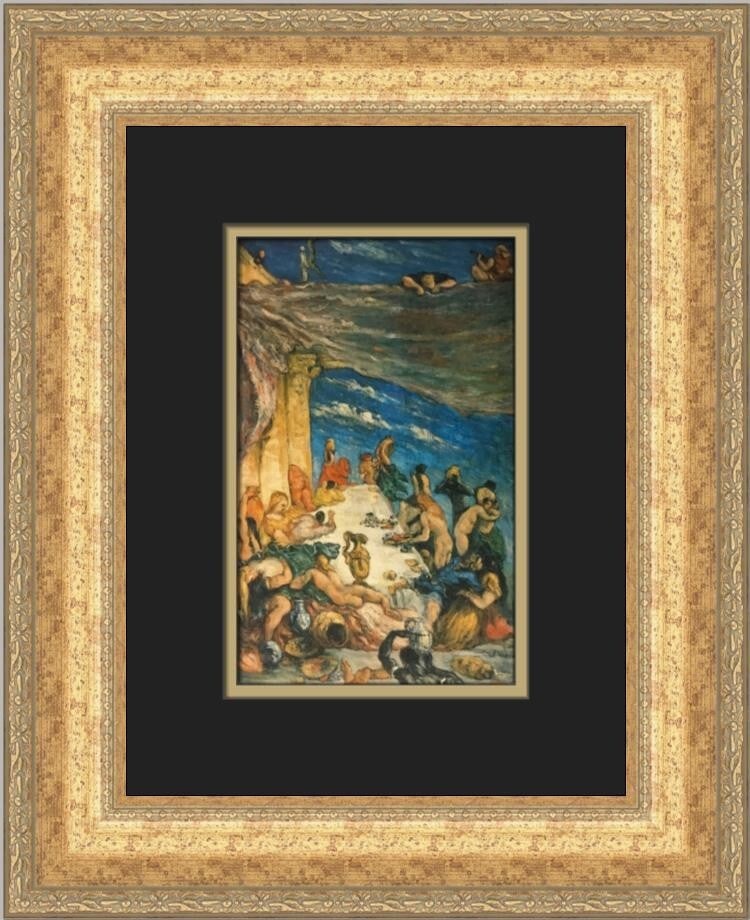 Paul Cezanne The Orgy Custom Framed Art Print 18x14: Paul Cezanne The Orgy Custom Framed Art Print 18x14 Celebrate the art of Paul Cezanne with this stunning custom framed print titled "The Orgy". This medium-sized piece features a striking portrayal of
