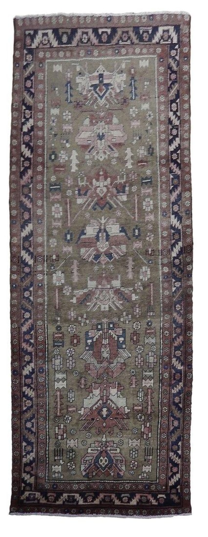 3'10 x 9'7 Semi-Antique Persian Hamadan Runner Handmade Wool: 3'10 x 9'7 Semi-Antique Persian Hamadan Runner Handmade Wool Free continental US Shipping Discover the exquisite charm of this Semi-Antique Persian Hamadan Runner, meticulously handcrafted by skilled