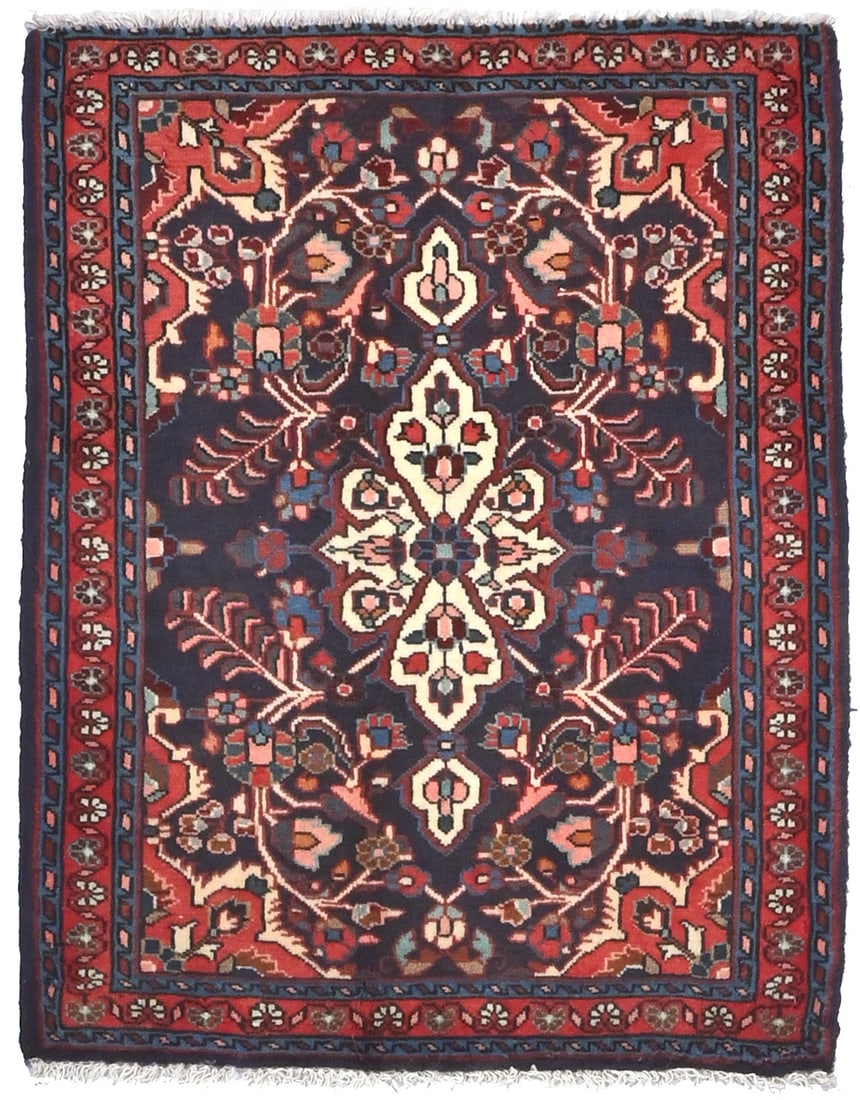 Hand-Knotted Vintage Purple-Navy Floral Medallion Area Rug 2'2 x 2'9 (1 of 11)
