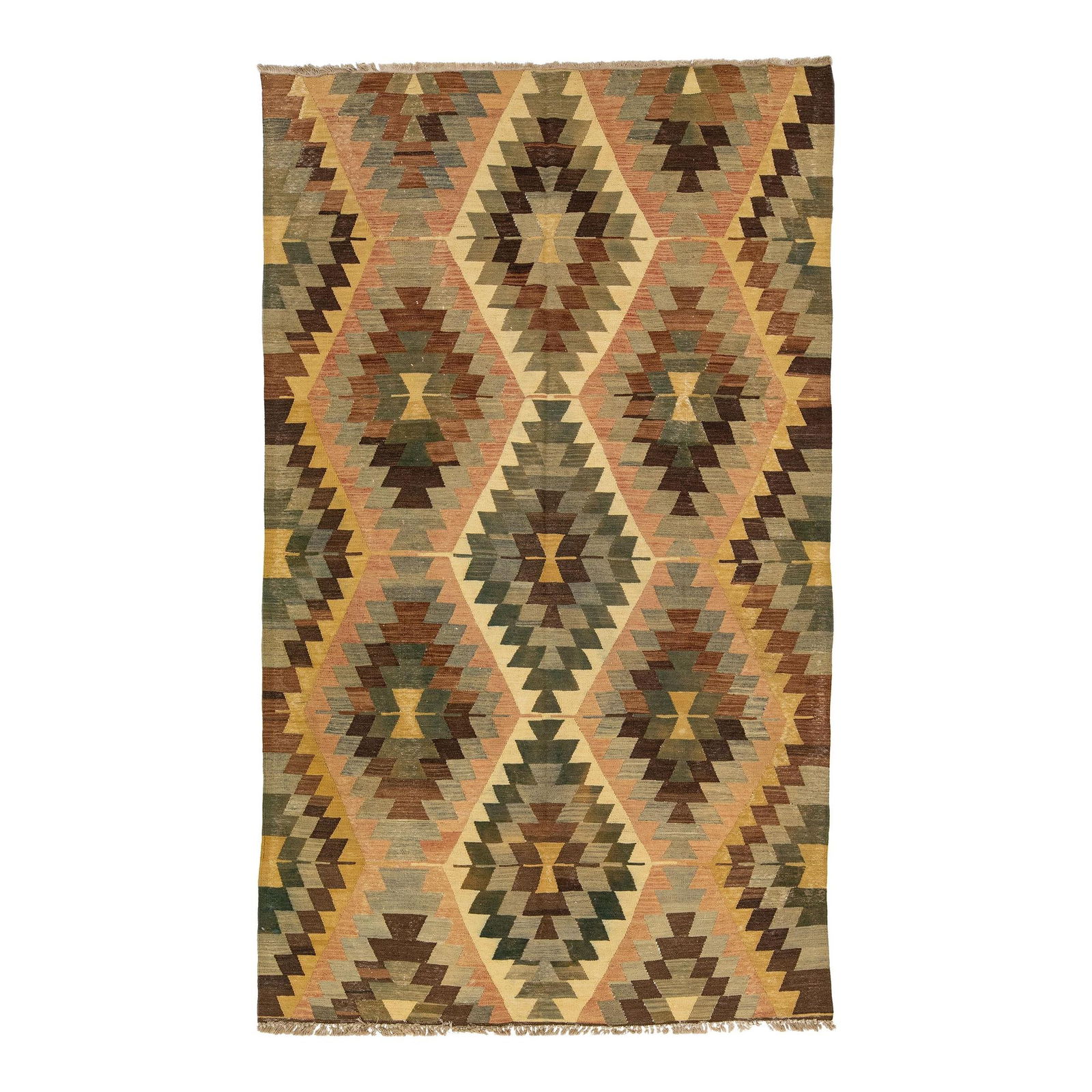 Vintage 1960s Multicolor Sumakh Wool Rug 5'6" x 9'3" Geometric Design (1 of 7)