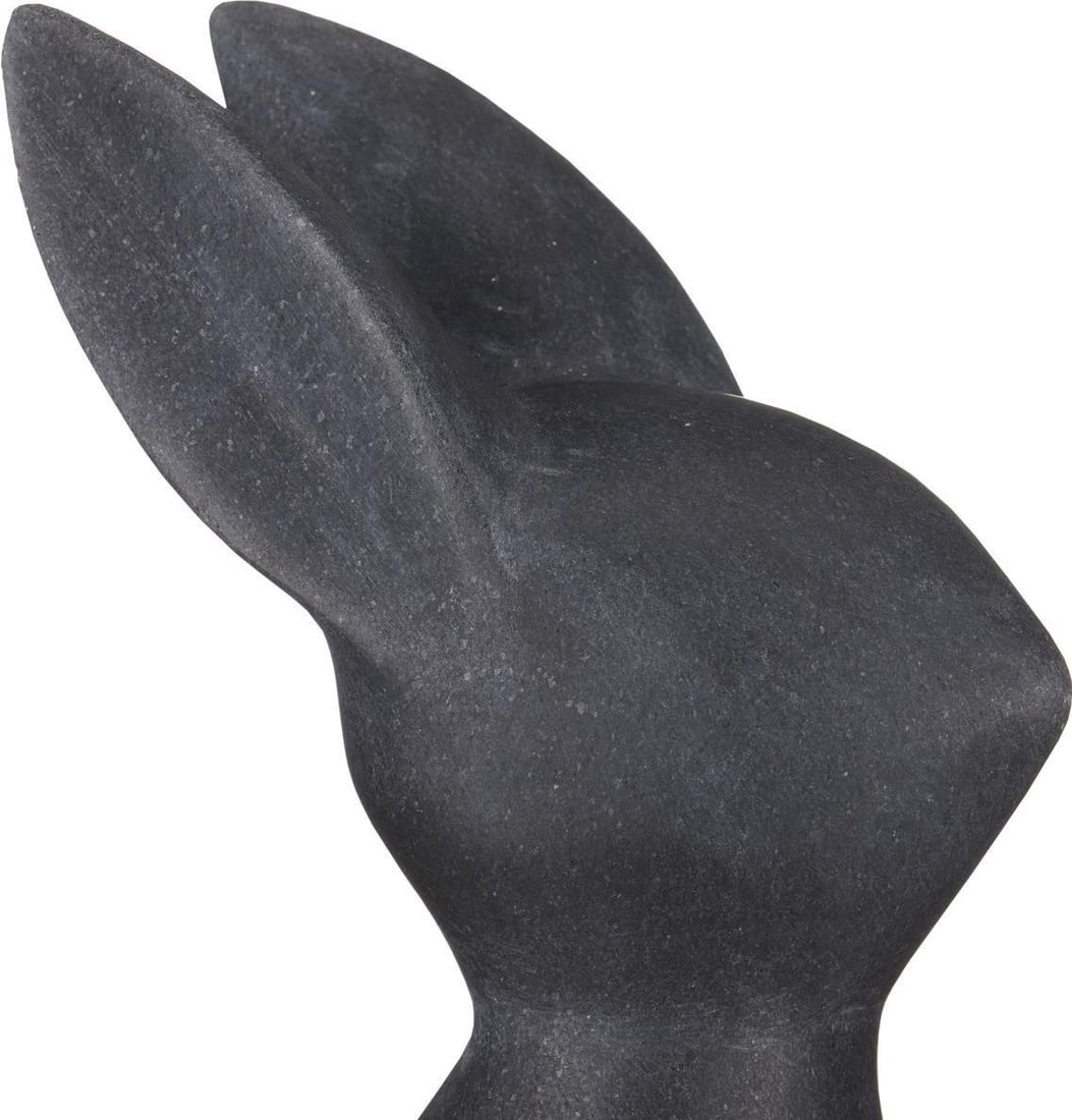 Currey Minimalist Black Marble Rabbit Sculpture 7x3x4 Inches (1 of 5)