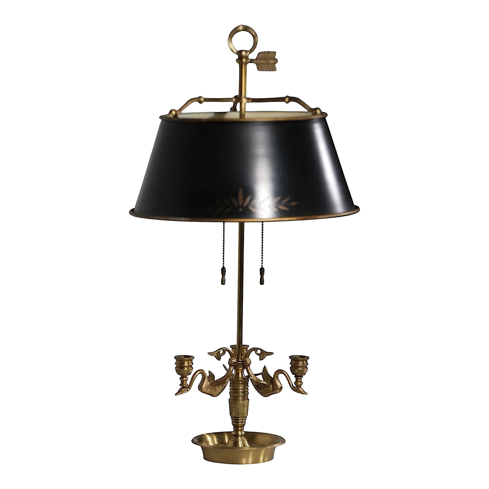 Elegant Bouillotte Table Lamp by Chapman 1970s Brass with Tole Shade (1 of 10)