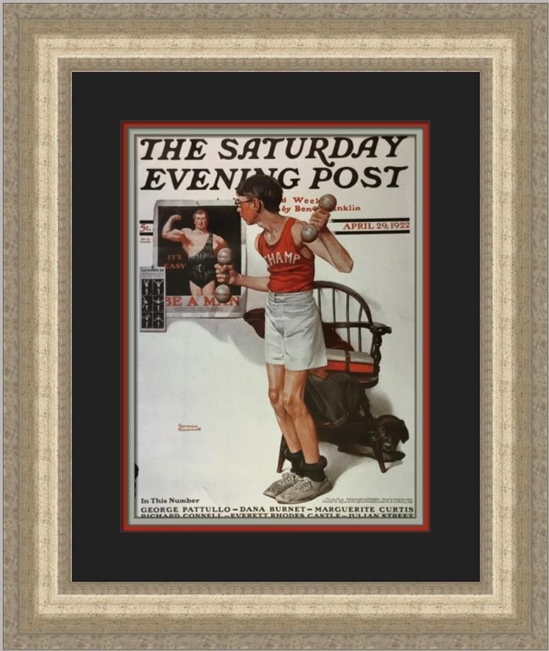 Norman Rockwell The Bodybuilder Custom Framed Print Americana Art (1 of 2)