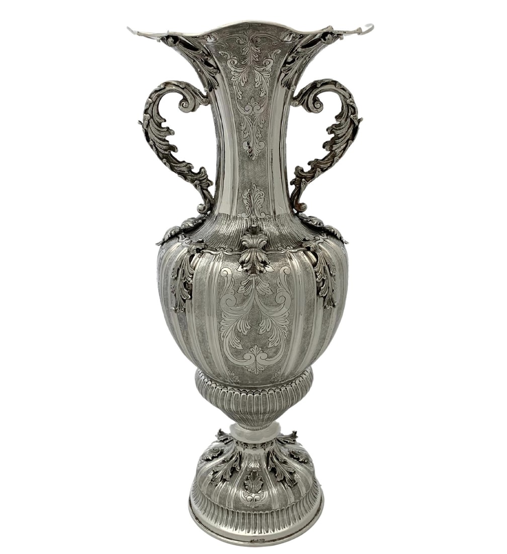 Large Handmade 925 Sterling Silver Ornate Flower Vase (1 of 3)