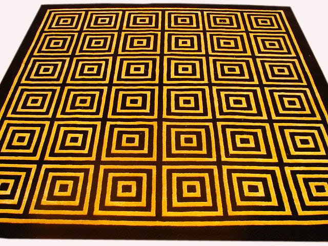 6'6 Square Handmade Black Nepalese Wool Rug Unique Design (1 of 5)