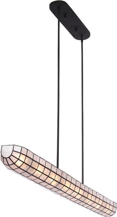 Kalco Sanibel Island Light Matte Black Capiz Shell Pendant 57": Kalco Sanibel Island Light Matte Black Capiz Shell Pendant 57" Enhance your space with the Sanibel Island Light, a stunning lighting fixture designed to illuminate elegance in any indoor setting. This