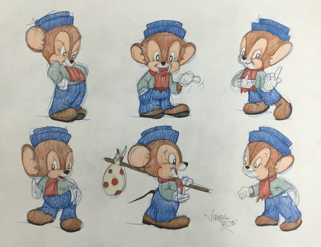 Virgil Ross Signed Sniffles Model Sheet Original Framed Artwork: Virgil Ross Signed Sniffles Model Sheet Original Framed Artwork This original signed model sheet drawing features the beloved character Sniffles from the iconic Looney Tunes franchise, expertly illust