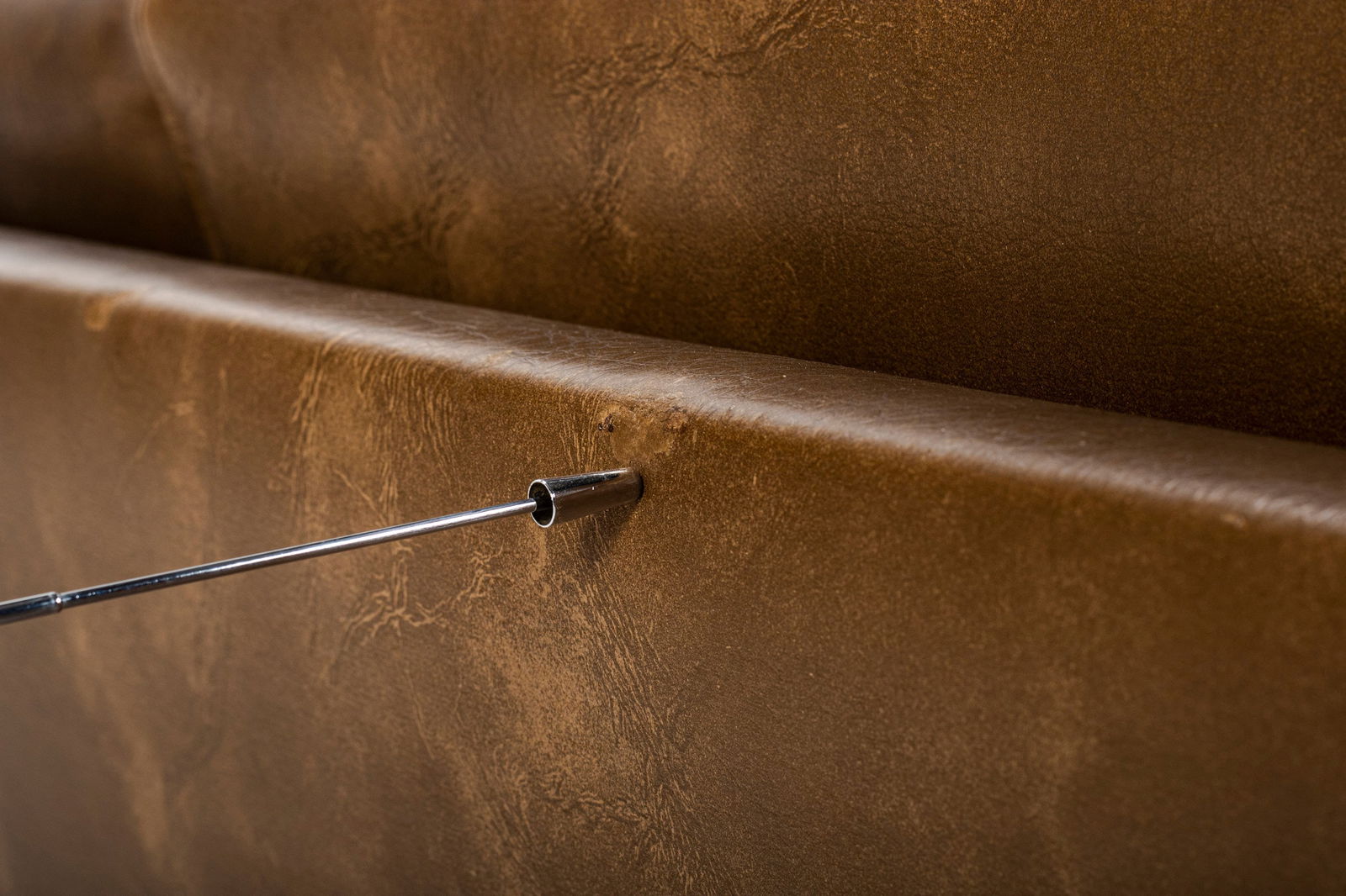 Milo Baughman 1970s Vegan Leather Sofa on Chrome Base - 9