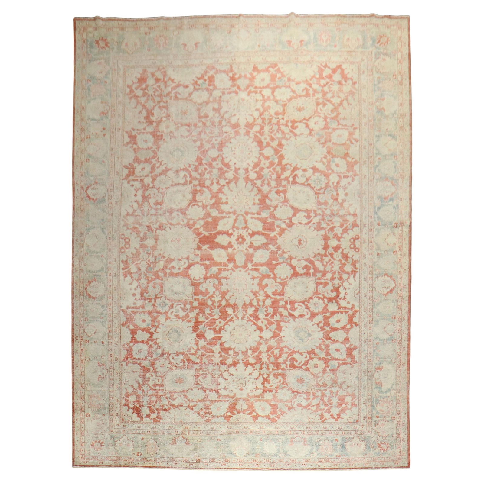 Zabihi Collection Antique Persian Mahal Hand-Woven Wool Rug 10'2" x 13'8" Iran Early 20th Century: Zabihi Collection Antique Persian Mahal Hand-Woven Wool Rug 10'2" x 13'8" Iran Early 20th Century Discover the exquisite beauty of this Zabihi Collection Antique Persian Mahal Rug, crafted in the