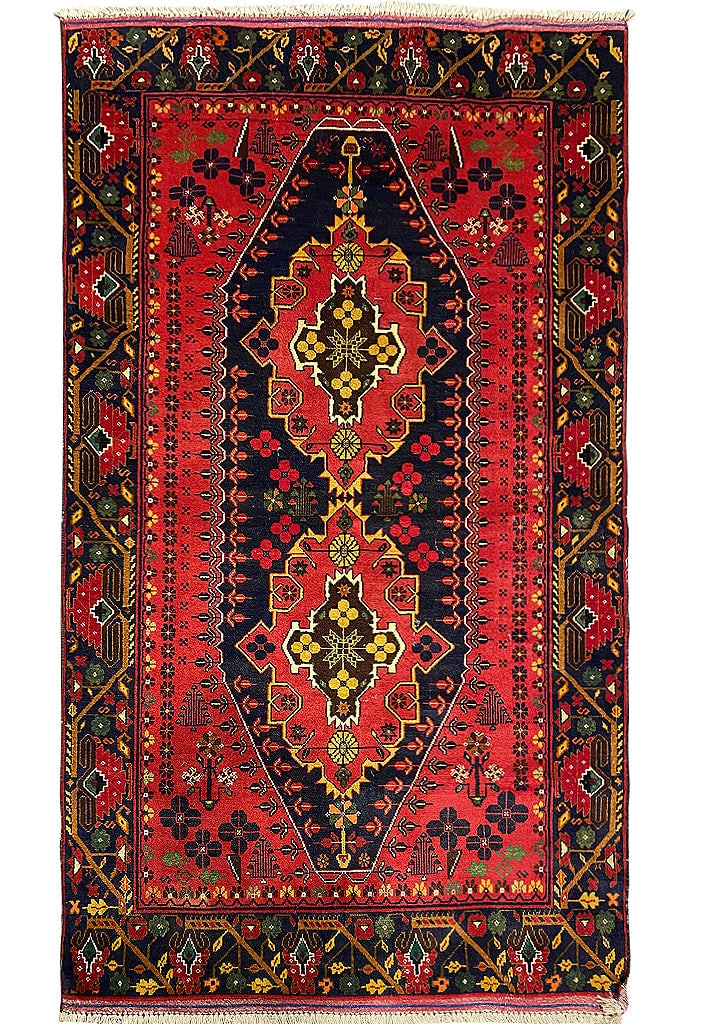 4'2" x 7'3" Traditional Handmade Baluchi Wool Rug: 4'2" x 7'3" Traditional Handmade Baluchi Wool Rug Free continental US Shipping Transform your living space with this stunning 4' 2" x 7' 3" Traditional Handmade Baluchi Rug, a masterpiece that showcas