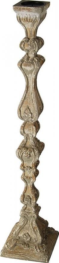 Provence Home Hand-Carved Distressed Gray Wood Candlestick 35.5in (1 of 1)