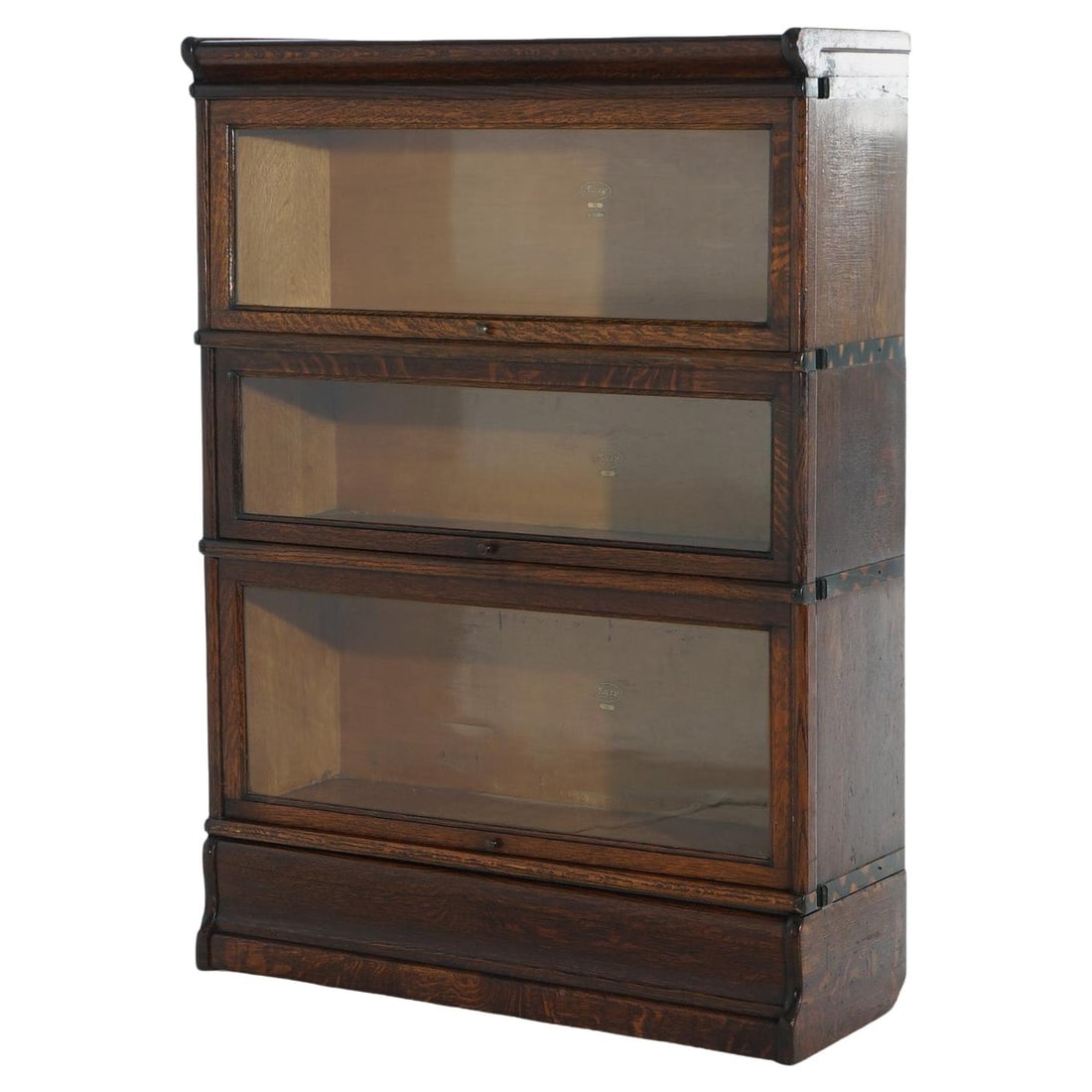 Vintage Macey Arts & Crafts Oak Three-Stack Bookcase C1920: Vintage Macey Arts & Crafts Oak Three-Stack Bookcase C1920 This Antique Macey Arts & Crafts Three-Stack Oak Barrister Bookcase, crafted around 1920, is a stunning example of the Arts and Crafts style.