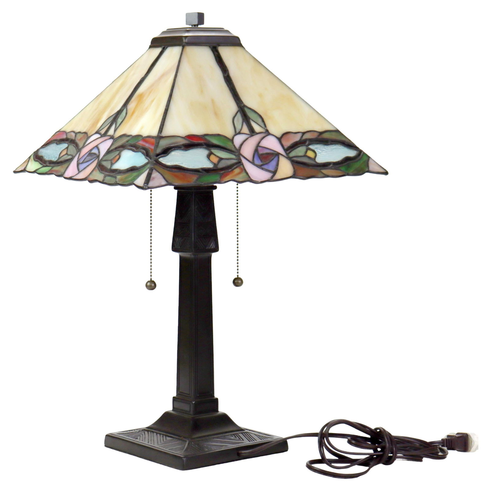 Arts & Crafts 20thC Leaded Stained Glass Table Lamp (1 of 12)