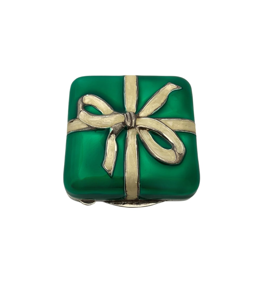 Italian 925 Sterling Silver Green Enamel Handmade Gift Box (1 of 4)