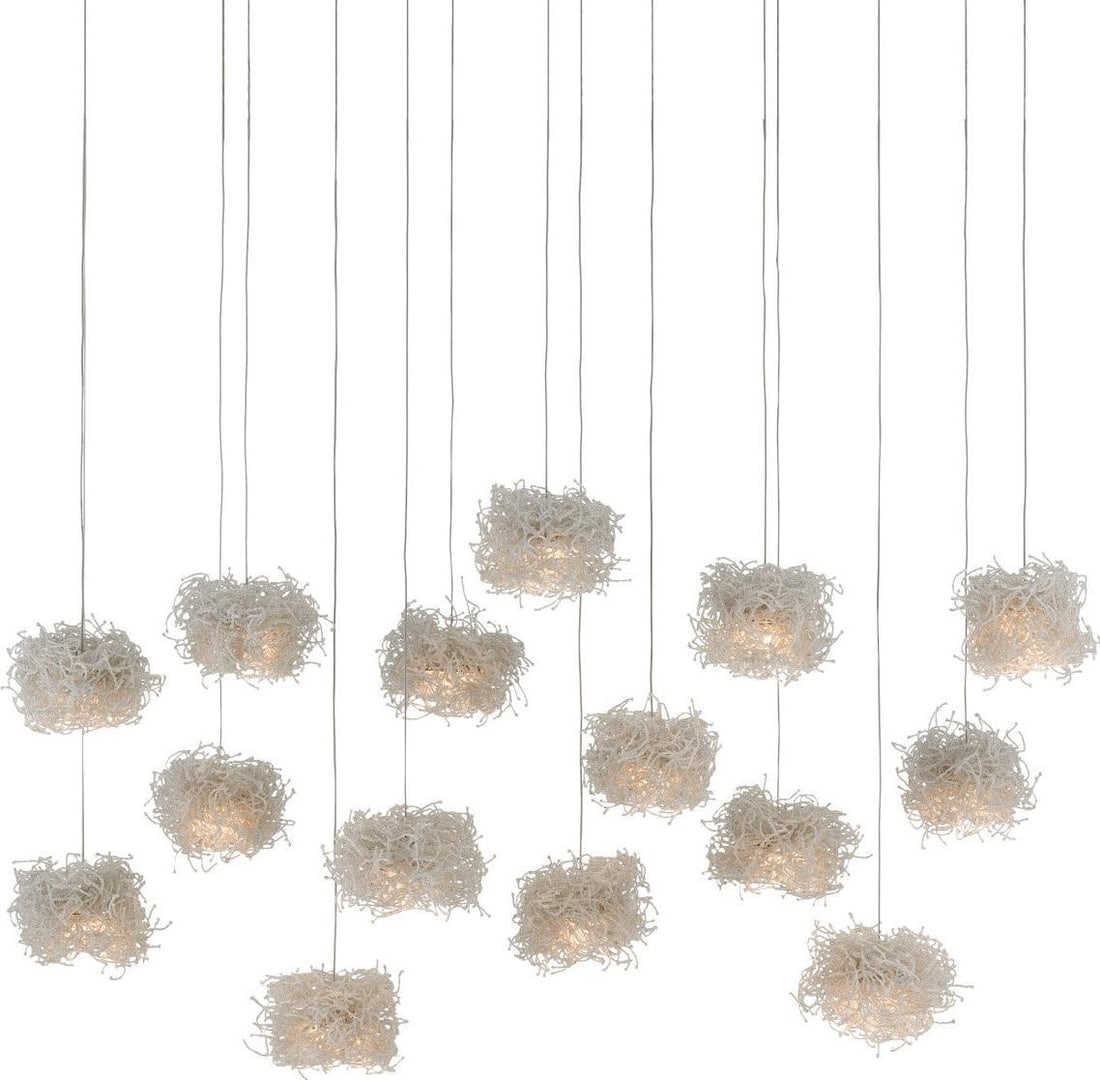 Currey Luminous Birds Nest 15-Light Pendant Fixture Contemporary Glass Bead Wrought Iron: Currey Luminous Birds Nest 15-Light Pendant Fixture Contemporary Glass Bead Wrought Iron Illuminate your space with the Luminous Birds Nest 15-Light Pendant Fixture, an exquisite piece from the Birds