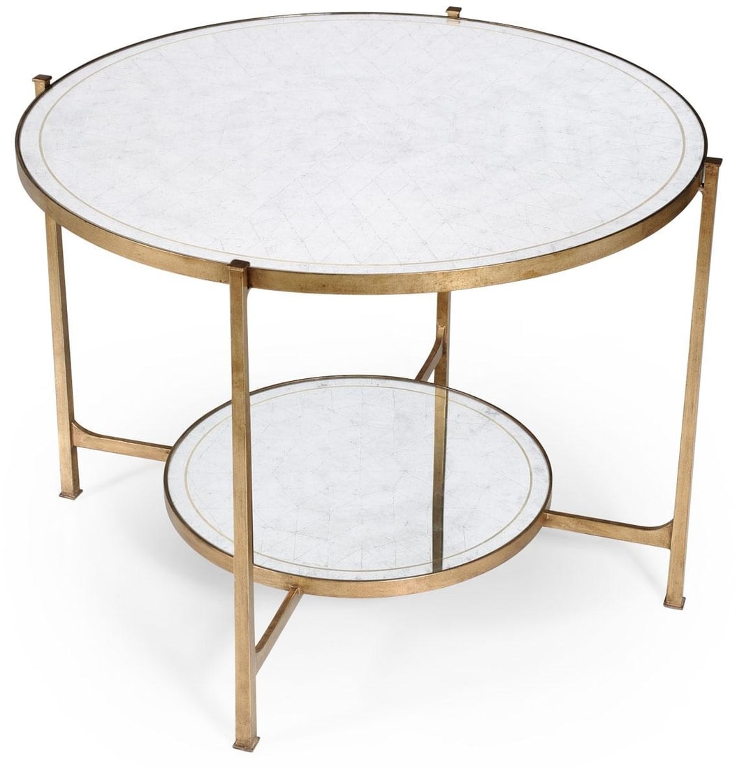 Jonathan Charles Luxe Transitional Iron Center Table Eglomise Glass (1 of 5)