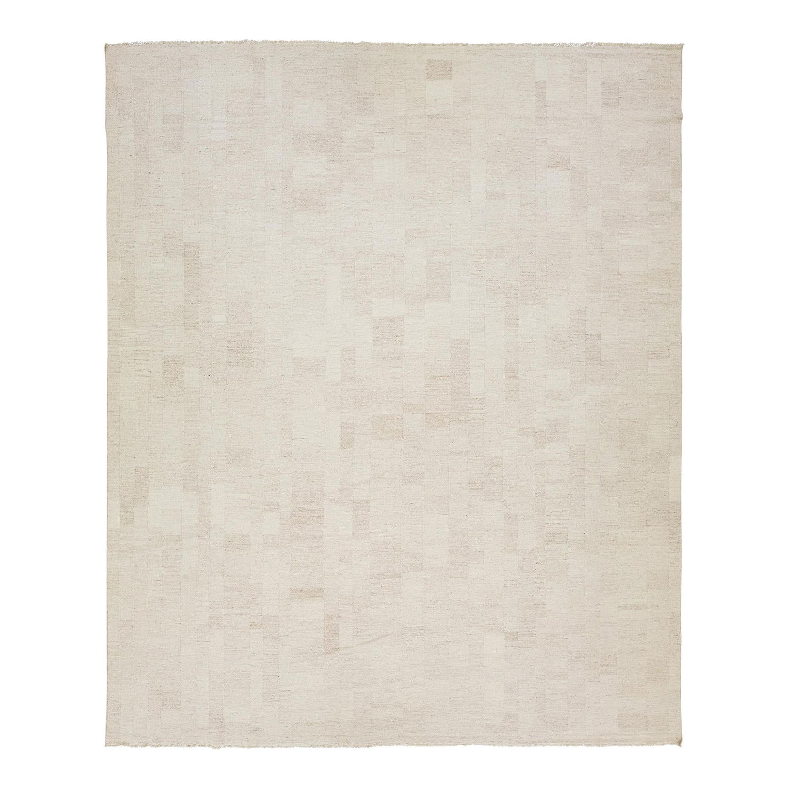 Contemporary Beige Kilim Flatweave Wool Rug 12'4" x 14'10": Contemporary Beige Kilim Flatweave Wool Rug 12'4" x 14'10" Elevate your space with this stunning Modern Organic Designed Kilim Flatweave Wool Rug. Crafted from premium wool, this rug features a sophis