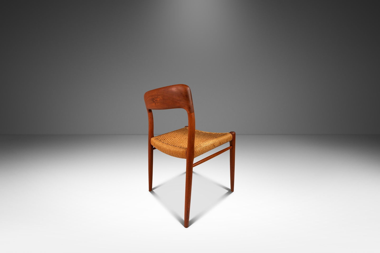 Limited Set of 4 Niels Moller Model 75 Dining Chairs Teak Paper Cord Denmark 1960s - 3