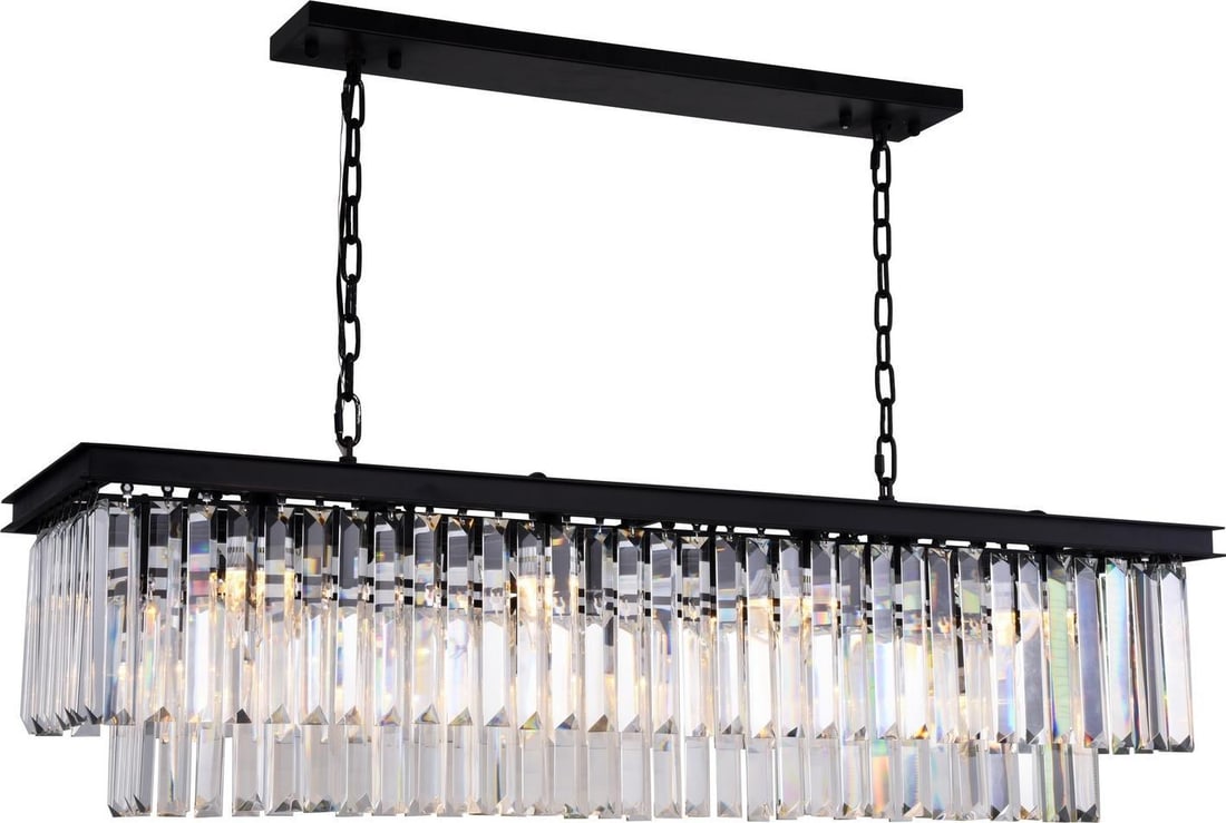 Elegant Lighting Sydney Pendant Light Crystal Matte Black 18H 50W 14D UL-Listed: Elegant Lighting Sydney Pendant Light Crystal Matte Black 18H 50W 14D UL-Listed Illuminate your space with the Sydney Light, a stunning blend of classic and modern aesthetics. This transitional style