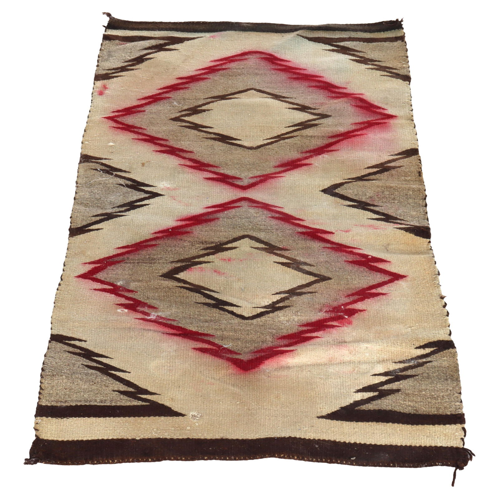 Circa 1920 Navajo Wool Rug with Geometric Diamond Patterns Southwest Native American: Circa 1920 Navajo Wool Rug with Geometric Diamond Patterns Southwest Native American This antique Southwest Native American Navajo rug, dating to circa 1920, showcases traditional geometric patterns