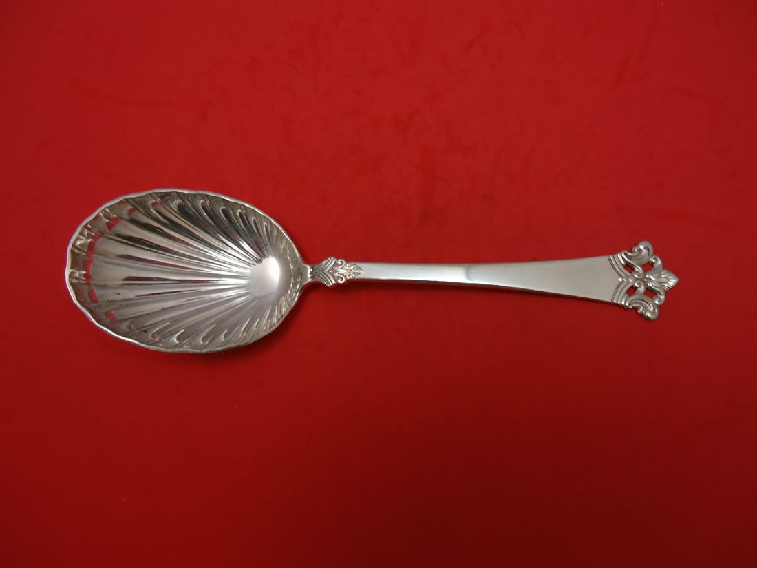 Th. Olsens Anitra .830 Silver Berry Spoon 8 Inch Serving Spoon (1 of 1)