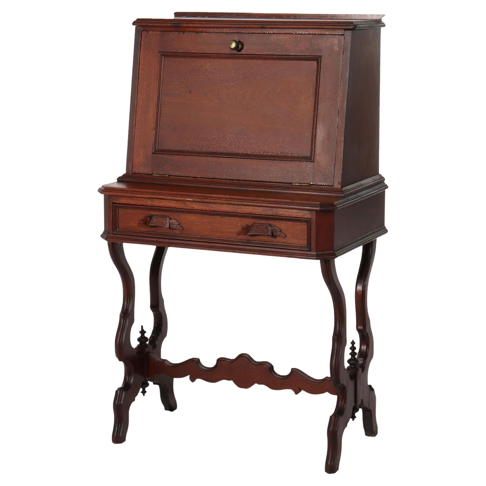 Victorian Walnut Drop Front Desk C1880 Antique Furniture (1 of 15)