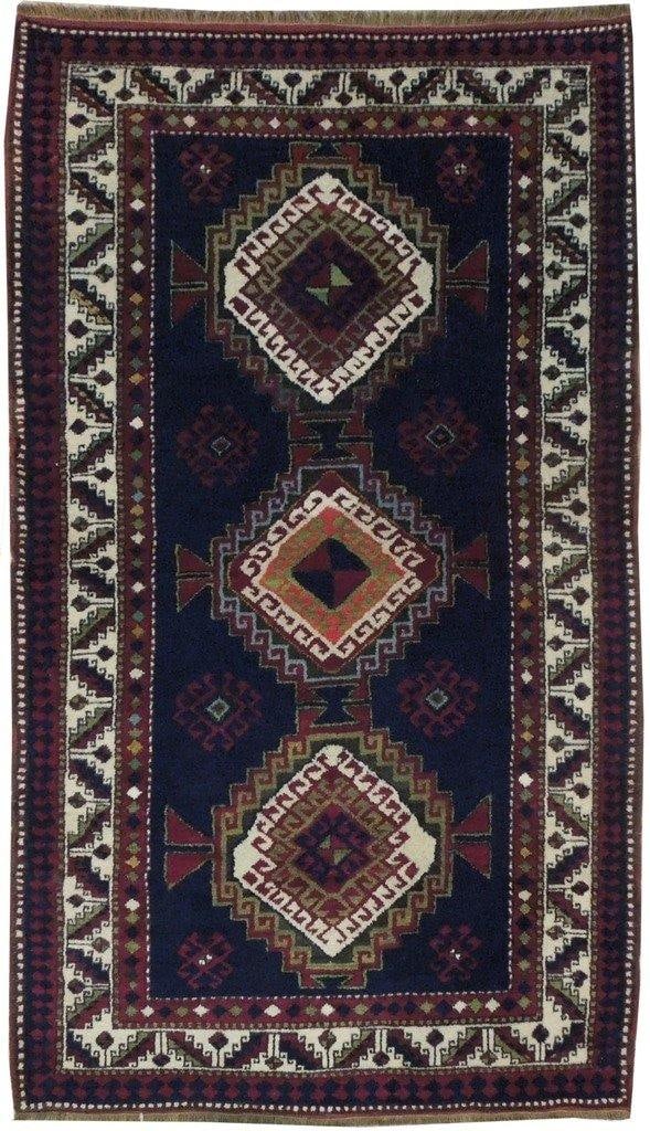 4'2" x 7'3" Antique Caucasian Kazak Handmade Wool Rug (1 of 8)