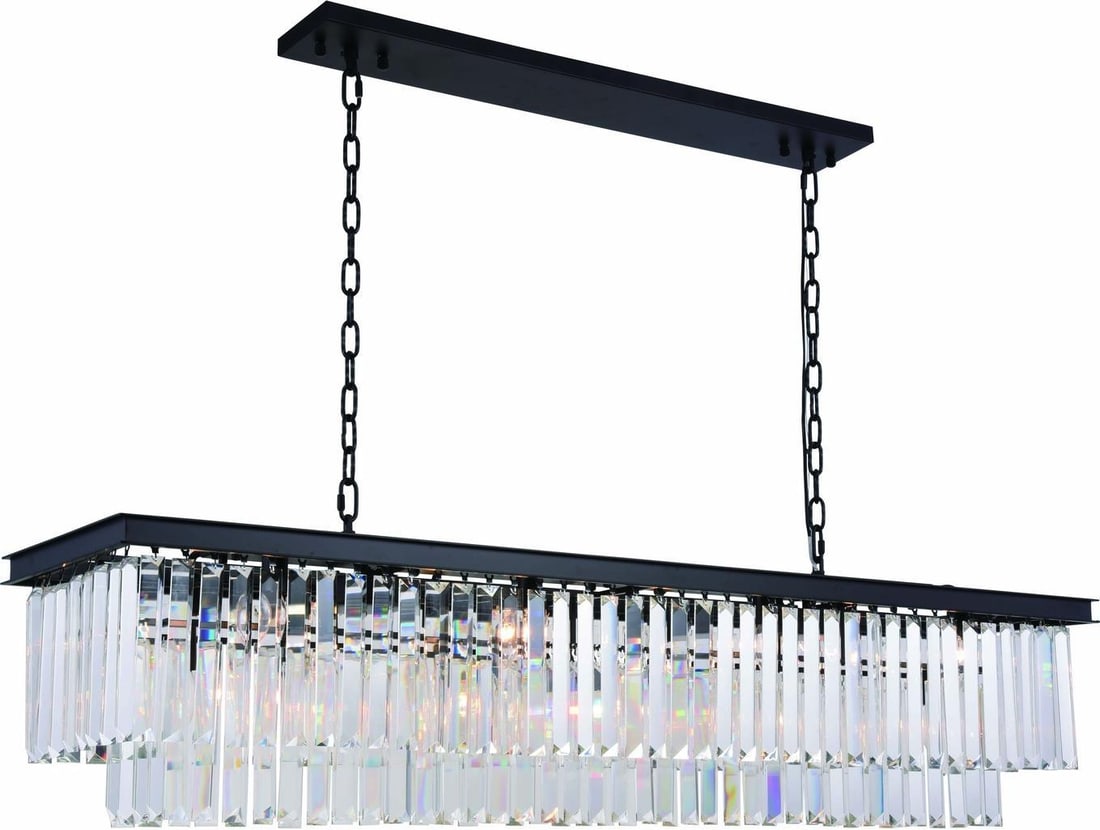 Royal-Cut Crystal Matte Black Pendant Light Sydney Collection by Elegant Lighting: Royal-Cut Crystal Matte Black Pendant Light Sydney Collection by Elegant Lighting This pendant light from the Sydney Collection features a fusion of traditional and modern design elements. Crafted wit