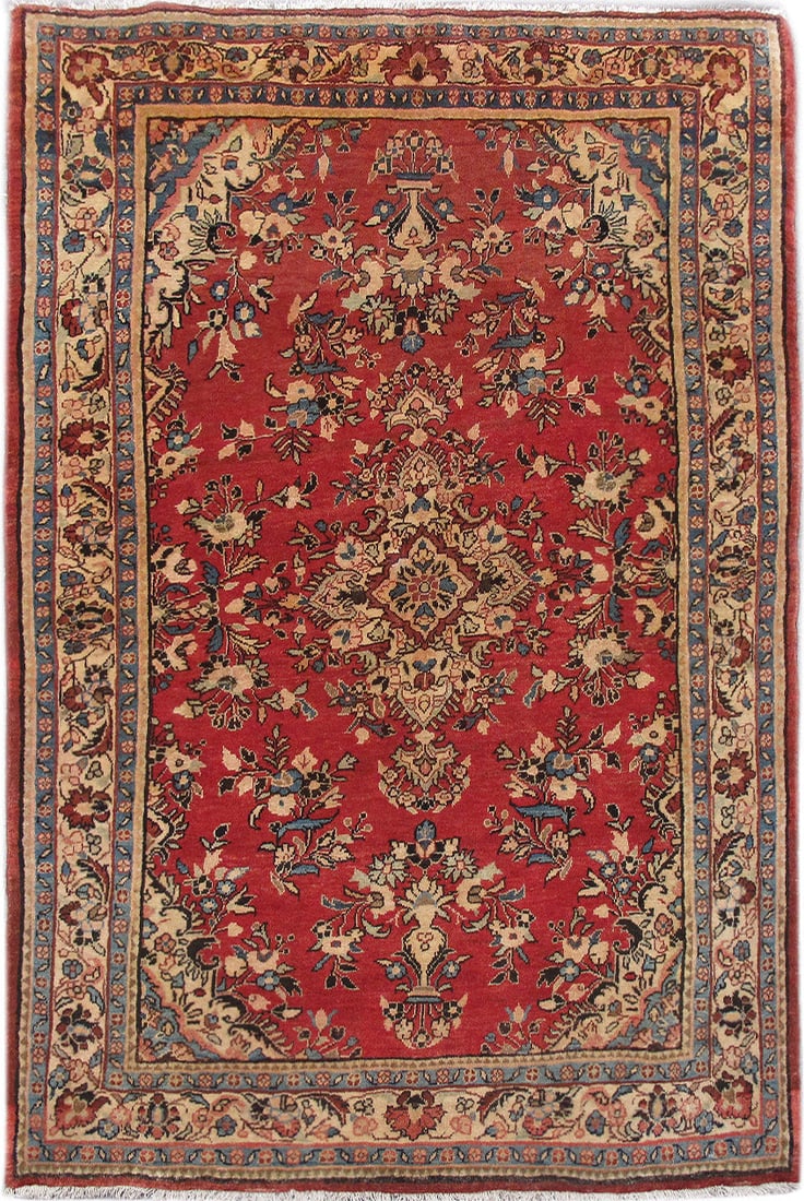 Handwoven 4.7 x 7.1 Red Persian Hamadan Area Rug from Iran (1 of 6)