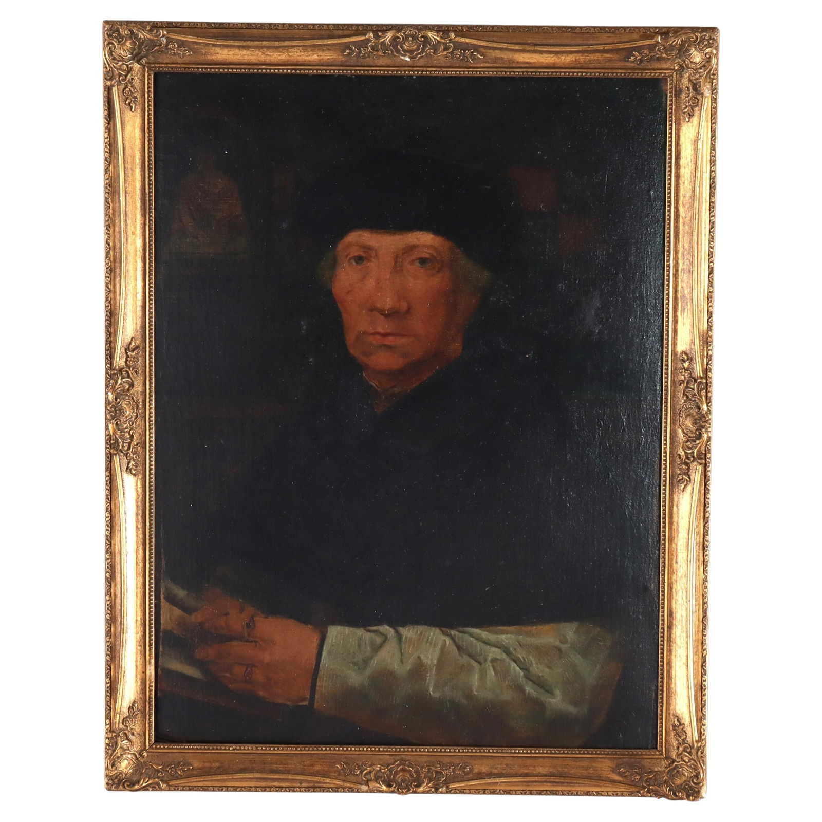 Antique Large Oil Portrait by Quentin Matsys C1885 Hans Holbein School (1 of 15)