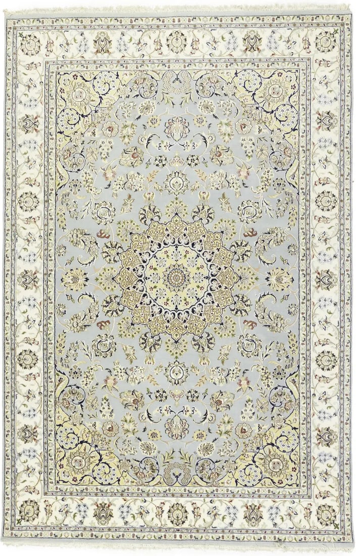 Handmade Indo-Nain Floral Wool & Silk Rug 7' x 10' (1 of 18)