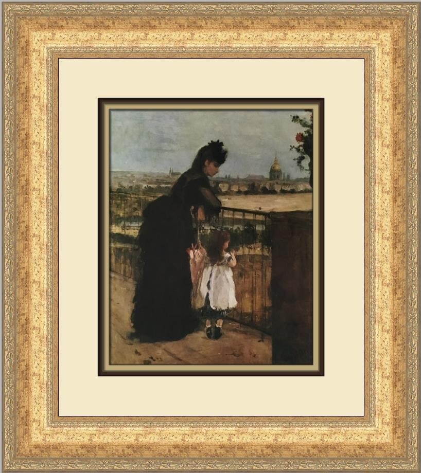 Berthe Morisot The Balcony Custom Framed Art Print: Berthe Morisot The Balcony Custom Framed Art Print This custom framed print titled "The Balcony" by Berthe Morisot is a beautiful representation of Expressionism and Impressionism styles. Created in 1