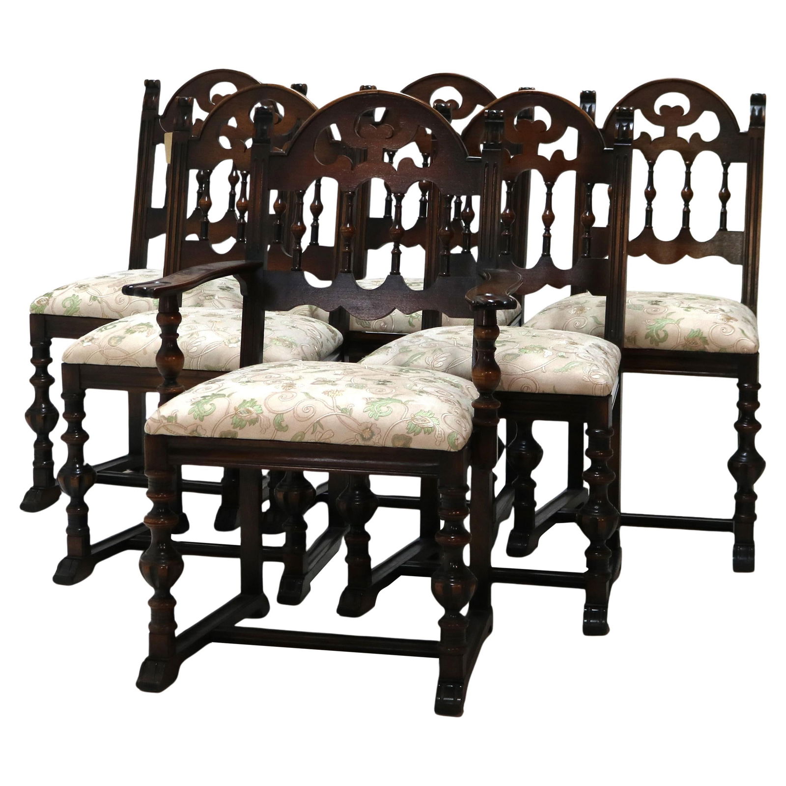 Set of 6 Antique Carved Walnut Dining Chairs C1930 Berkey & Gay Kittinger Style (1 of 13)