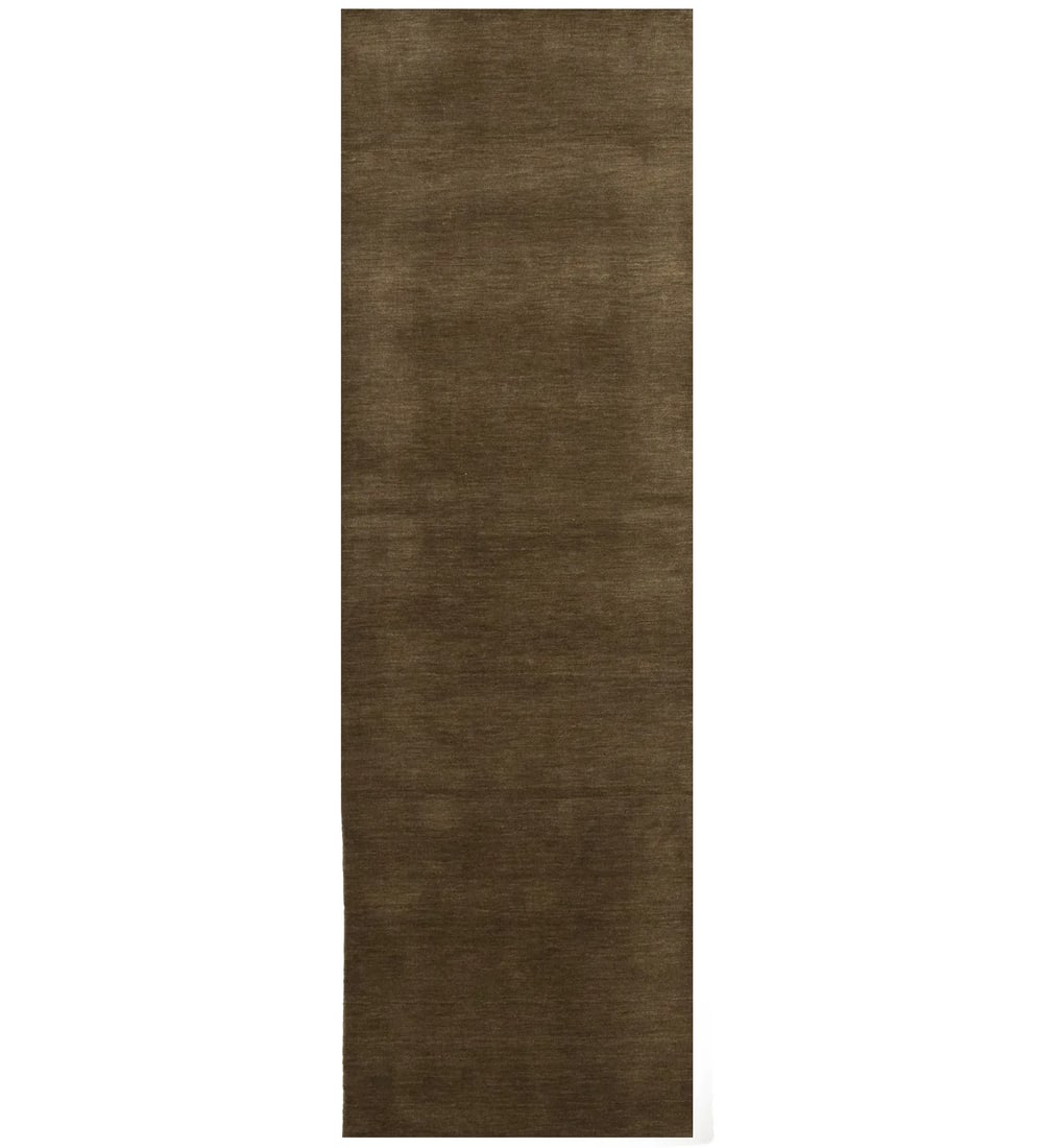 Hand-Loomed Brown Gabbeh Wool Runner Rug Modern Design: Hand-Loomed Brown Gabbeh Wool Runner Rug Modern Design Enhance your home decor with this stylish Brown Solid Design Hand-Loomed Gabbeh Wool Rug. Measuring 2'6" x 7'11" (30 in x 95 in), this rectangula