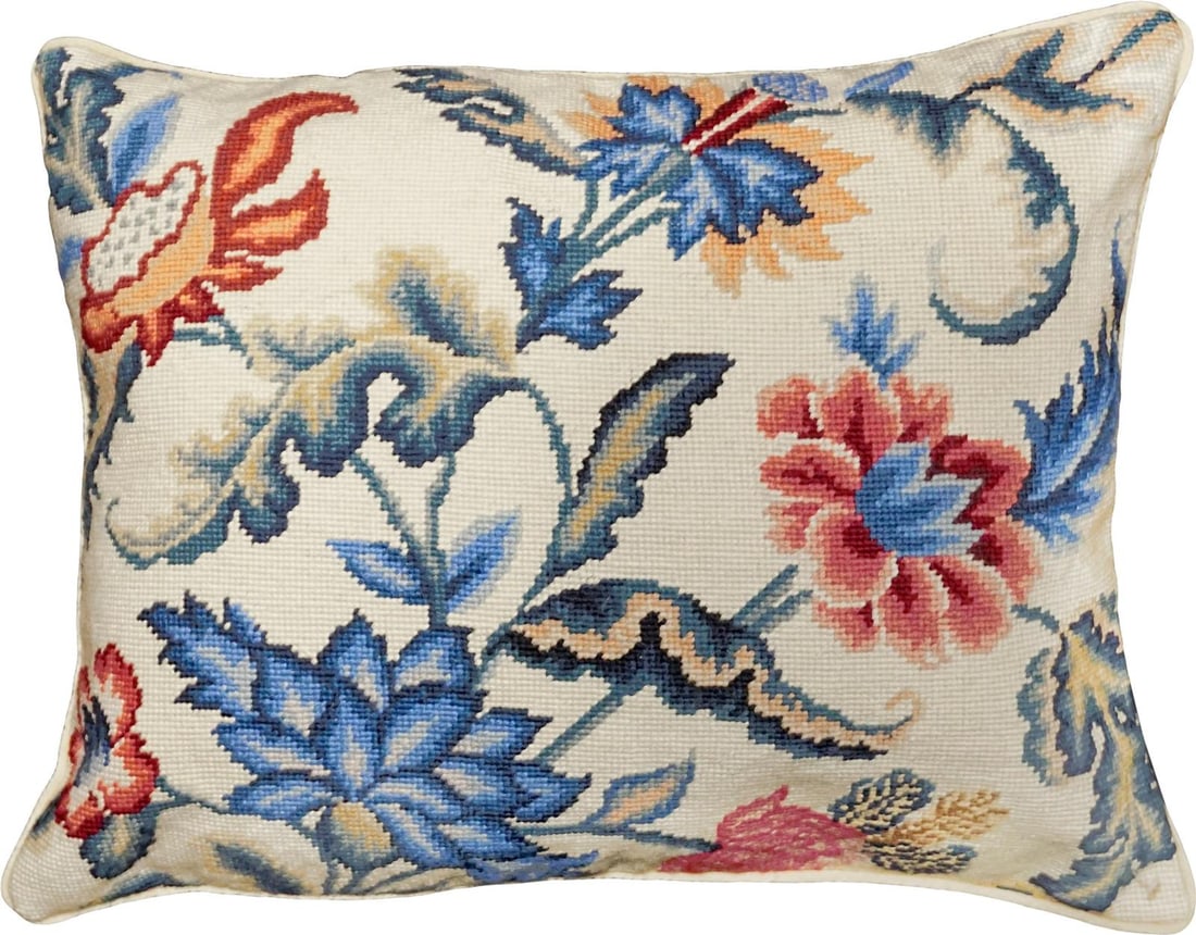 Vintage-Style Baroque Floral Tapestry Pillow 18x18 Wool Cotton Velvet (1 of 2)