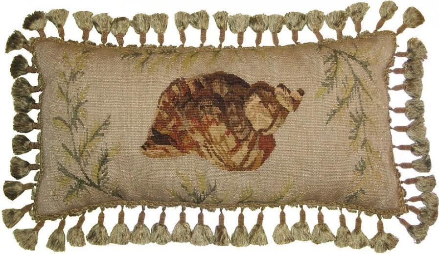 Provence Home Aubusson Seashell Velvet Throw Pillow 12x24 (1 of 1)