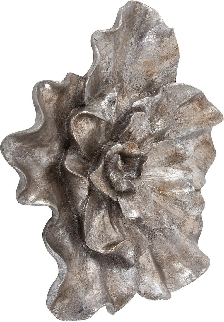 Howard Elliott Silver Camellia Sculpture 16H Modern Home Decor (1 of 5)