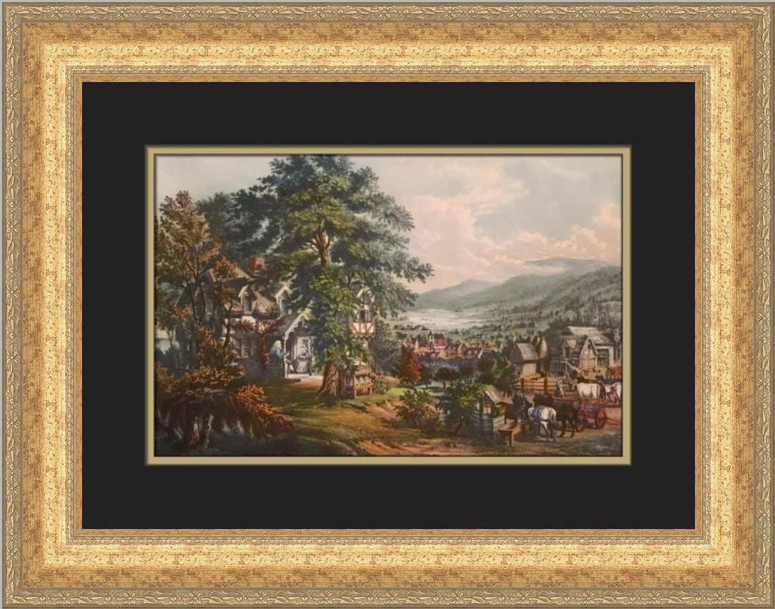 Currier & Ives The Home of the Evangeline Custom Framed Print 18x22 (1 of 2)