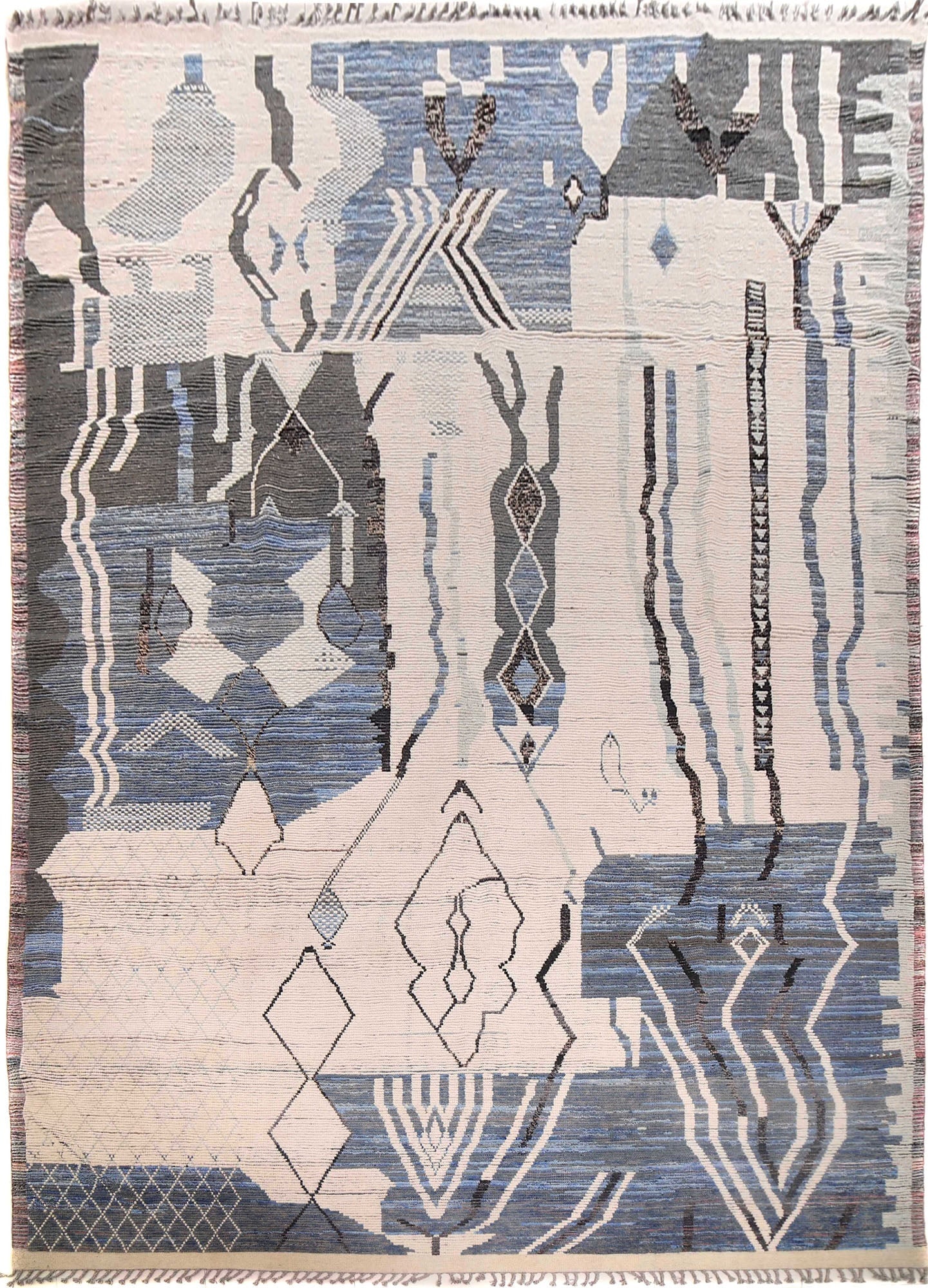 11.10 x 18.10 Contemporary Moroccan Handmade Wool Rug Grey Ivory (1 of 9)