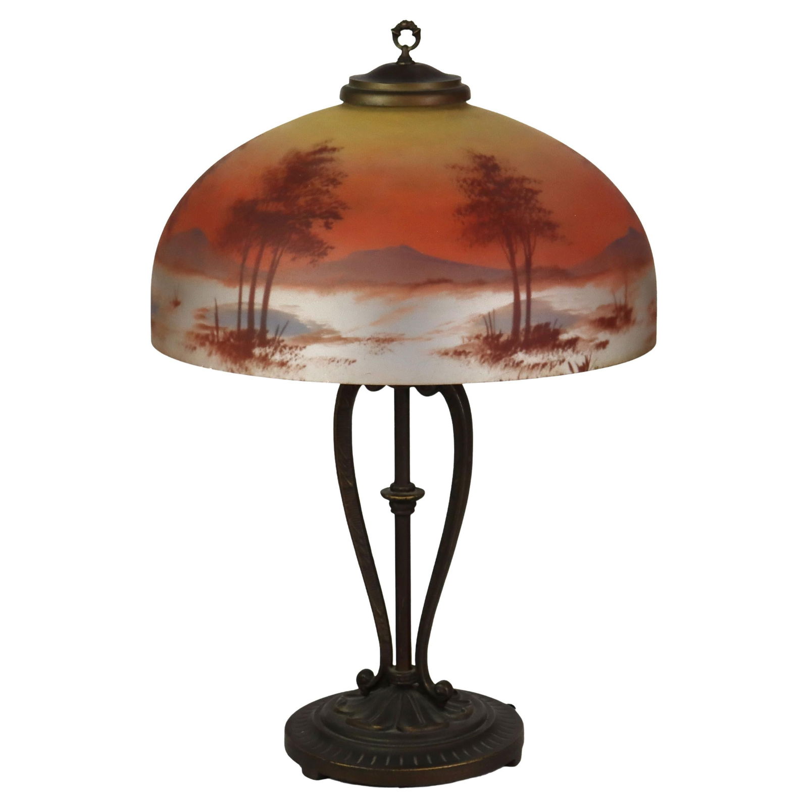 Antique Handel Style Scenic Reverse Painted Table Lamp C1920 (1 of 10)