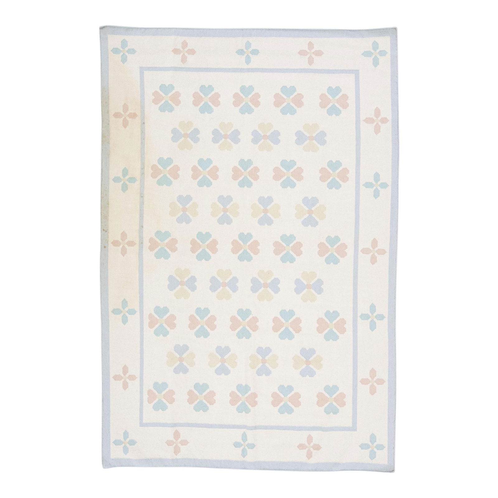 Mid-Century Vintage Kilim Floral Wool Rug 5'11 x 8'0 Ivory (1 of 8)