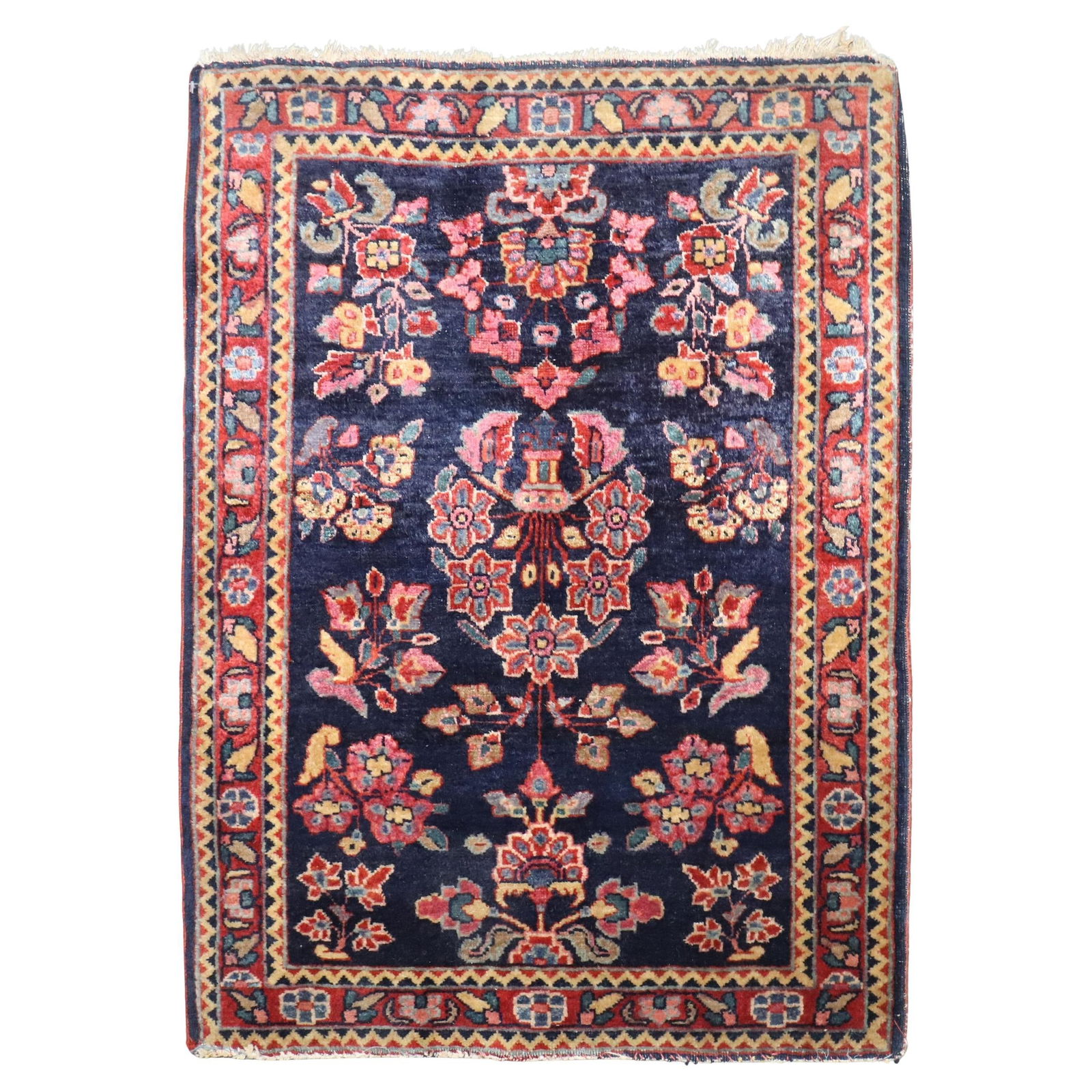 Authentic Navy Sarouk Mini Rug 22 x 30 Hand-Woven Wool Iran Circa 1930 (1 of 6)