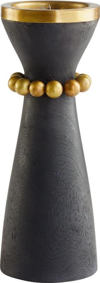 Cyan Parvati Candleholder Black Brass English Traditional 14H: Cyan Parvati Candleholder Black Brass English Traditional 14H Enhance your home decor with this exquisite Traditional Style Candleholder, featuring a striking combination of antique brass and black fi