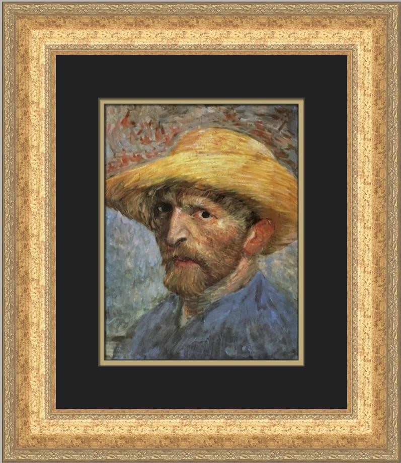 Vincent Van Gogh Self-Portrait with Straw Hat Custom Framed Print 19x17 (1 of 2)